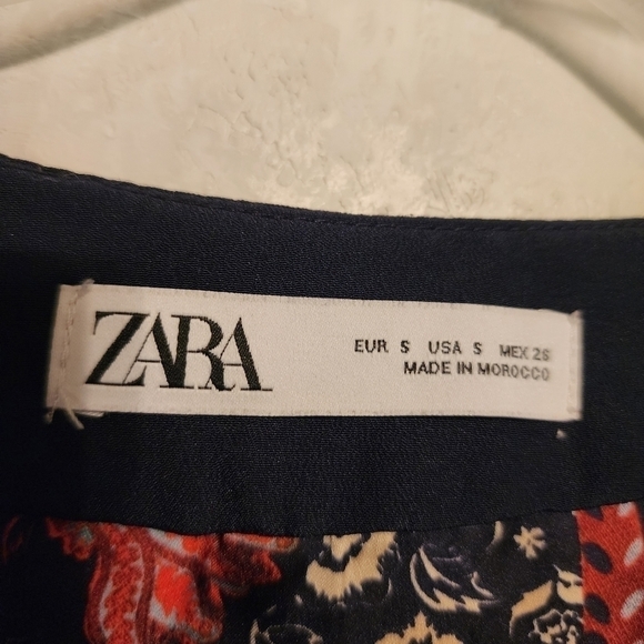 ZARA Multicolor Printed Wrap Effect Dress With Bow Size S - Picture 11 of 13